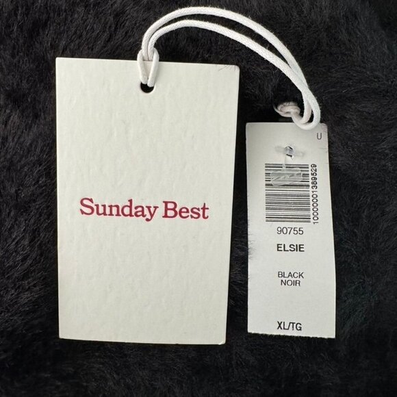 Aritzia Sunday Best Black Elsie Sweetheart Neck Fuzzy Sweater Size XL NWT - Picture 9 of 10